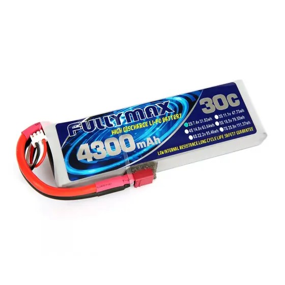 Аккумулятор Fullymax 7.4V 4300mAh Li-Po 2S 30C T-plug фото 1
