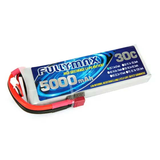 Аккумулятор Fullymax 7.4V 5000mAh Li-Po 2S 30C T-plug фото 1