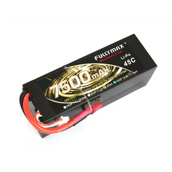 Аккумулятор Fullymax 14.8V 7500mah Li-Po 4S2P 45C, T-plug HardCase фото 1