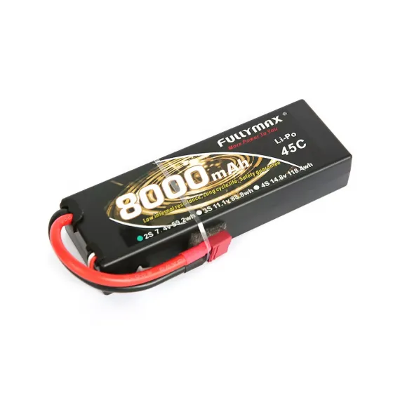 Аккумулятор Fullymax 7.4V 8000mAh Li-Po 2S2P 45C, T-plug HardCase фото 1