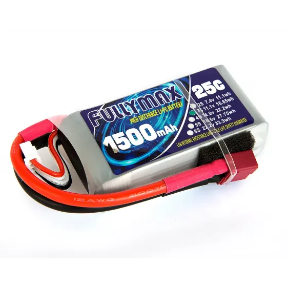 Аккумулятор Fullymax 11.1V 1500mAh Li-Po 3S 25C T-plug фото 2
