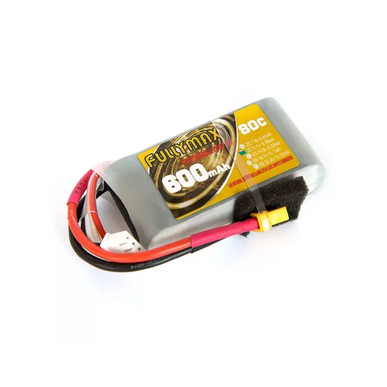 Аккумулятор Fullymax 11.1V 600mAh Li-Po 3S 80C XT30 (130-160mm FPV Drone) фото 1