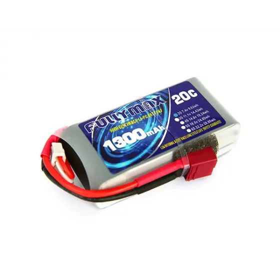 Аккумулятор Fullymax 7.4V 1300mAh Li-Po 2S 20C T-plug фото 1