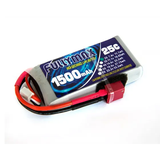 Аккумулятор Fullymax 7.4V 1500mAh Li-Po 2S 25C T-plug фото 1