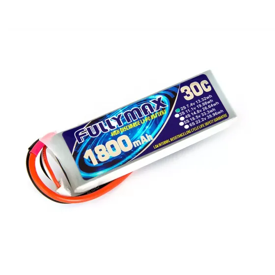 Аккумулятор Fullymax 7.4V 1800mAh Li-Po 2S 30C XT60 фото 1