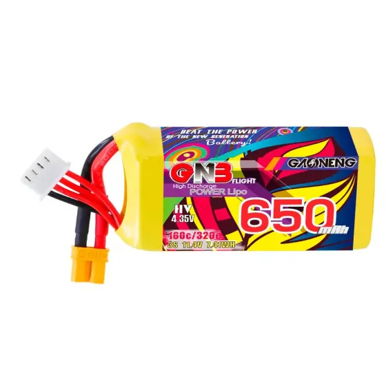 Аккумулятор GNB 11.4V 650mah 160C Li-Po 3S1P HV XT30 фото 1