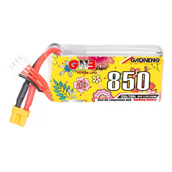 Аккумулятор GNB 11.4V 850mah 120C Li-Po 3S1P HV XT30 фото 1