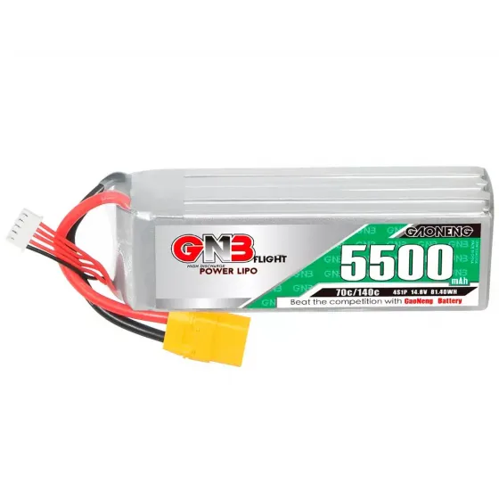 Аккумулятор GNB 14.8V 5500mah 70C Li-Po 4S1P XT90 фото 1