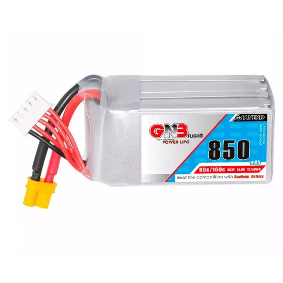 Аккумулятор GNB 14.8V 850mah 80C Li-Po 4S1P SQUARE TYPE XT30 фото 1