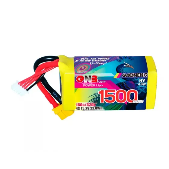 Аккумулятор GNB 15.2V 1500mah 160C Li-Po 4S1P HV XT60 фото 1