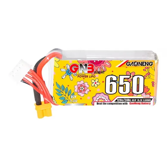 Аккумулятор GNB 15.2V 650mah 120C Li-Po 4S1P HV XT30 фото 1