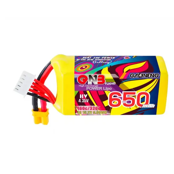 Аккумулятор GNB 15.2V 650mah 160C Li-Po 4S1P HV XT30 фото 1