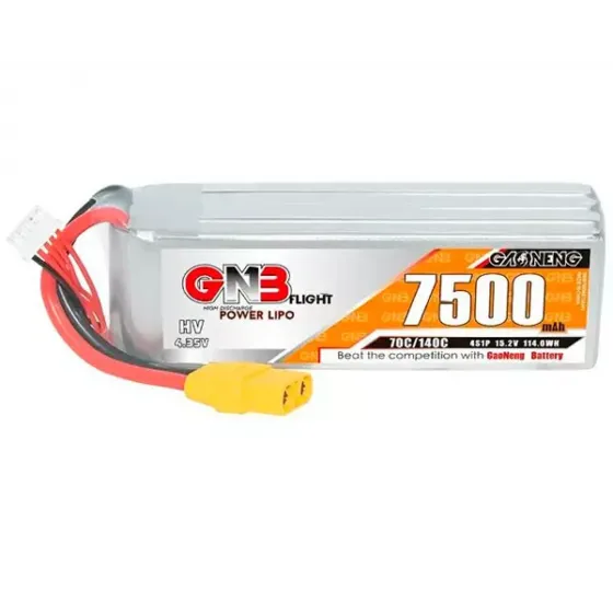 Аккумулятор GNB 15.2V 7500mah 70C Li-Po 4S1P HV XT90 фото 1