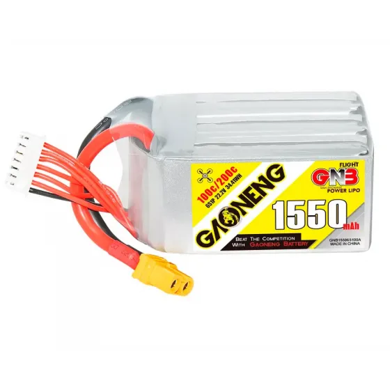 Аккумулятор GNB 22.2V 1550mah 100C Li-Po 6S1P XT60 фото 1