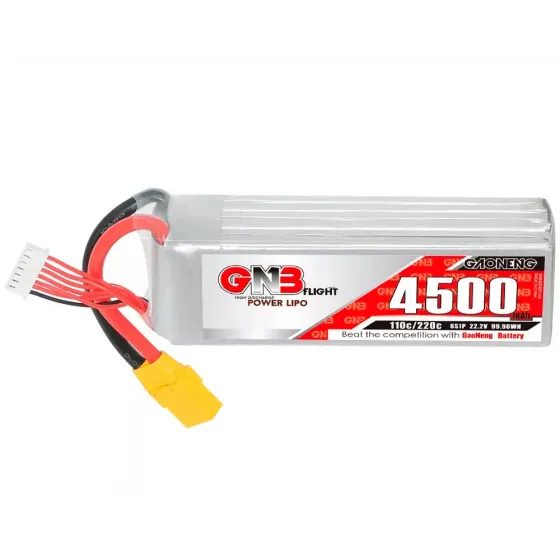 Аккумулятор GNB 22.2V 4500mah 110C Li-Po 6S1P XT90 фото 1