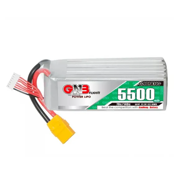 Аккумулятор GNB 22.2V 5500mah 70C Li-Po 6S1P XT90 фото 1