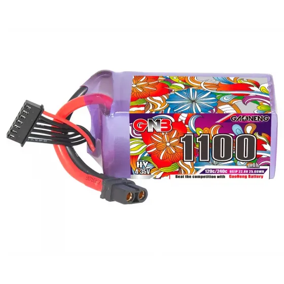 Аккумулятор GNB 22.8V 1100mah 120C Li-Po 6S1P HV XT60 фото 1