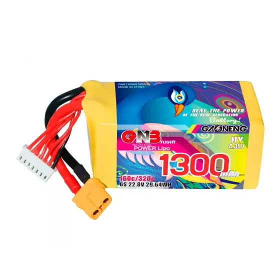 Аккумулятор GNB 22.8V 1300mah 160C Li-Po 6S1P HV XT60 фото 1