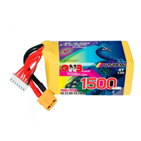 Аккумулятор GNB 22.8V 1500mah 160C Li-Po 6S1P HV XT60 фото 1