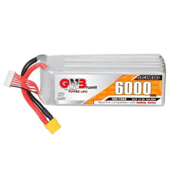 Аккумулятор GNB 22.8V 6000mah 70C Li-Po 6S1P HV XT60 фото 1