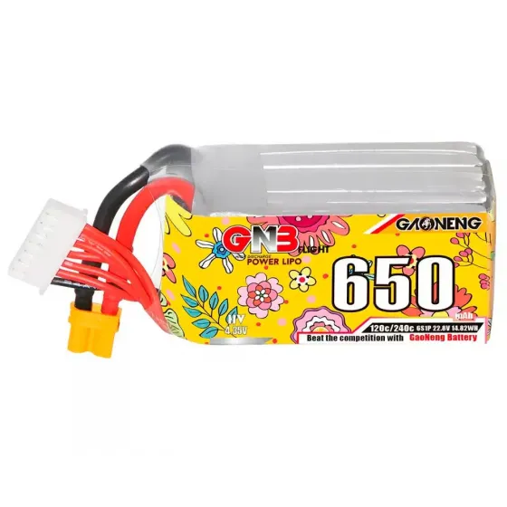 Аккумулятор GNB 22.8V 650mah 120C Li-Po 6S1P HV XT30 фото 1