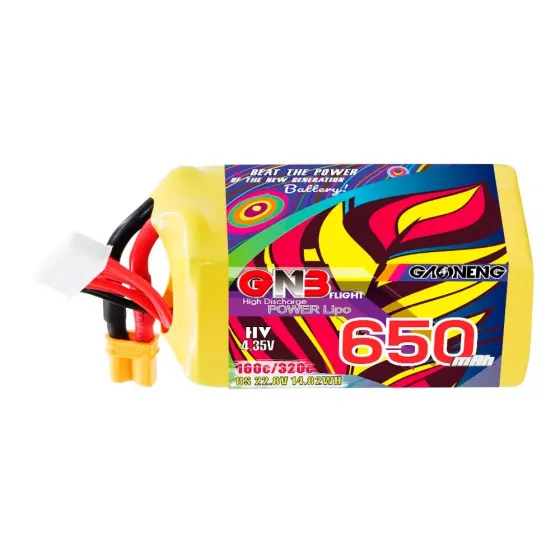 Аккумулятор GNB 22.8V 650mah 160C Li-Po 6S1P HV XT30 фото 1