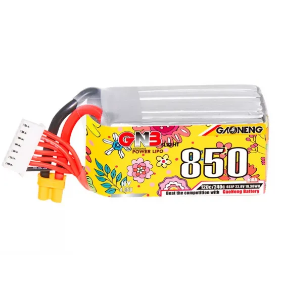 Аккумулятор GNB 22.8V 850mah 120C Li-Po 6S1P HV XT30 фото 1