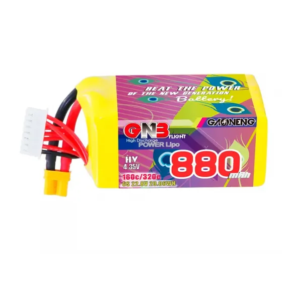 Аккумулятор GNB 22.8V 880mah 160C Li-Po 6S1P HV XT30 фото 1
