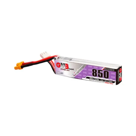 Аккумулятор GNB 7.6V 850mah 60C Li-Po 2S1P HV LONG TYPE XT30 фото 1