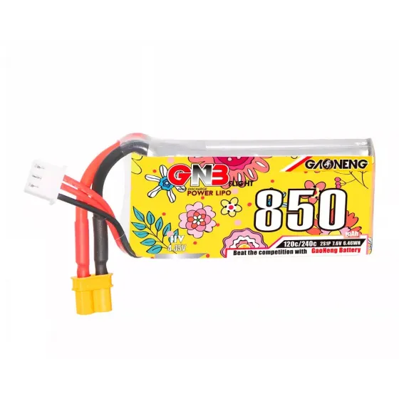 Аккумулятор GNB 7.6V 850mah 120C Li-Po 2S1P HV XT30 фото 1