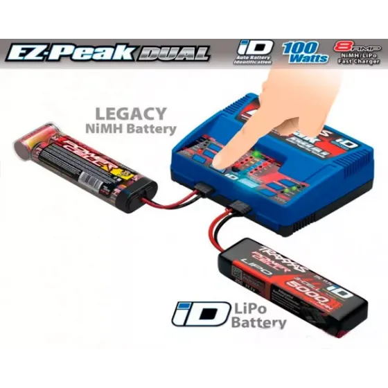 Комплект Traxxas EZ-Peak Dual 100-240 В 8 А 100 Вт 2972 + 2 шт LiPO 11,1 В 5000 мАч 3S 25C 2872X фото 4