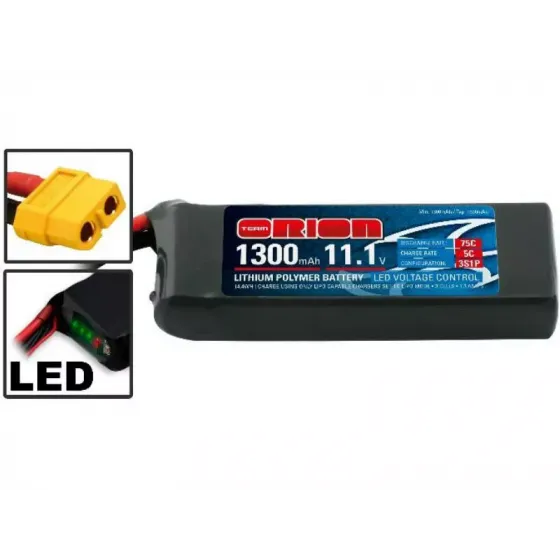 Аккумулятор Team Orion 11,1В(3S) 1300mah XT60 - plug Li-Po 75C SoftCase Racing Drone Battery фото 1