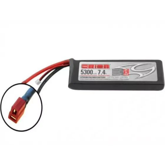 Аккумулятор Team Orion 7,4В(2S) 5300mah Deans plug Li-Po 50C SoftCase with LED charge status фото 1