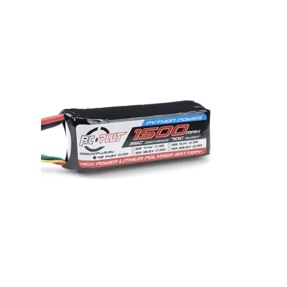 Аккумулятор RC Plus PYTHON Li-Po 14.8V 1500 mAh 4S1P 35C T-plug  Soft Case фото 1