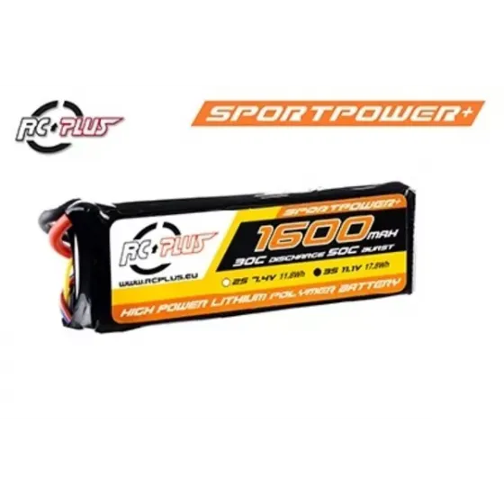 Аккумулятор RC Plus SPORTSLINE Li-Po 11.1V 1600 mAh 3S1P 30C T-plug Soft Case фото 1