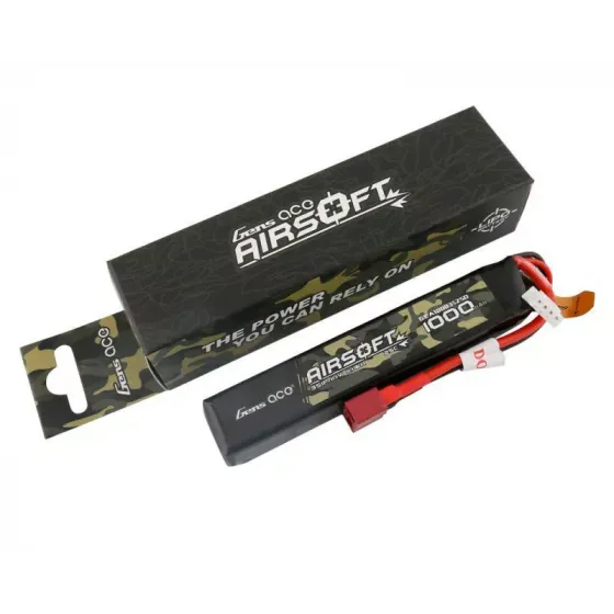 Аккумулятор для страйкбола Gens Ace LiPO 11,1В 1000мАг 3S 25C 103х21х17мм 72г T-Plug Airsoft (GEA10003S25D) фото 1