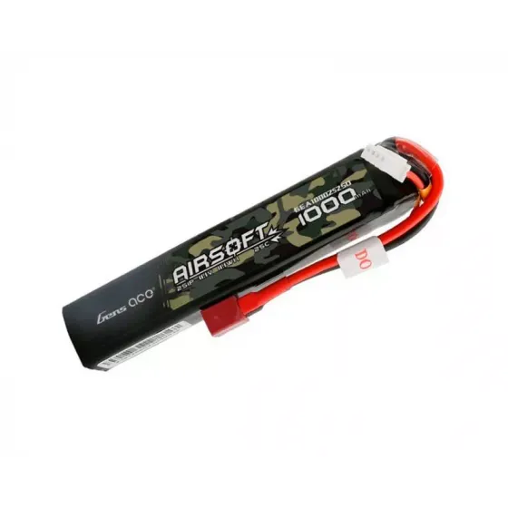 Аккумулятор для страйкбола Gens Ace LiPO 7,4В 1000мАг 2S 25C 102х20х13мм 50г T-Plug Airsoft (GEA10002S25D) фото 1