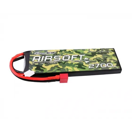 Аккумулятор для страйкбола Gens Ace LiPO 7,4В 2700мАг 2S 25C 133х42х13мм 136г T-Plug Airsoft (B-AS-25/50C-2700-2S1P) фото 2