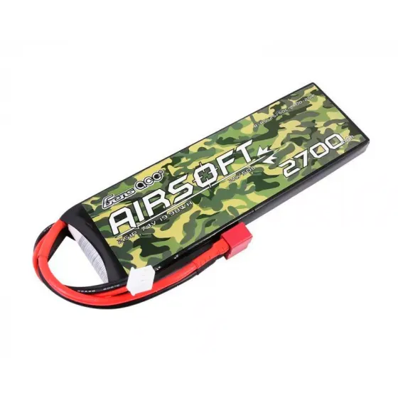 Аккумулятор для страйкбола Gens Ace LiPO 7,4В 2700мАг 2S 25C 133х42х13мм 136г T-Plug Airsoft (B-AS-25/50C-2700-2S1P) фото 1