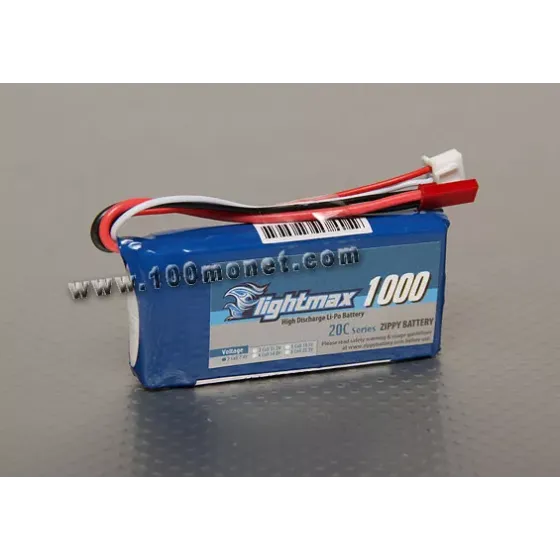 Аккумулятор 7.4V 1000mAh 2S 20C Lipo Pack (Flightmax, Z10002S20C) фото 1
