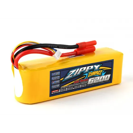 Аккумулятор ZIPPY Compact 6200mAh 4s 40c Lipo Pack HXT4mm Soft case фото 1