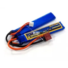 Аккумулятор для страйкбола Dinogy Li-Pol 7.4V 2S 1300mAh 25C 2 лепестка 7.5х18х96мм T-Plug фото